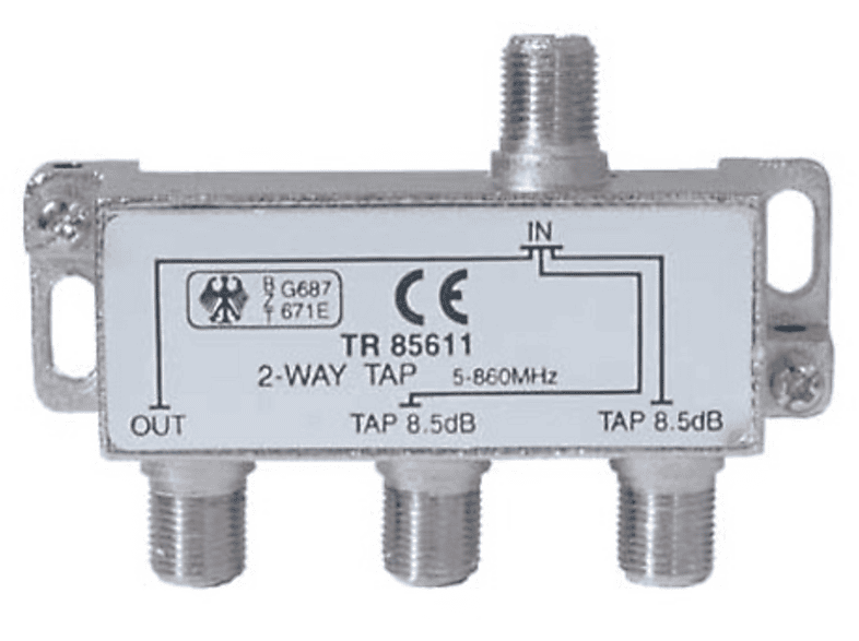 S/CONN MAXIMUM 16 (Koax) CONNECTIVITY 5-1000 2-fach, F-Stammabzweiger; - Antennen dB dB MHz 85