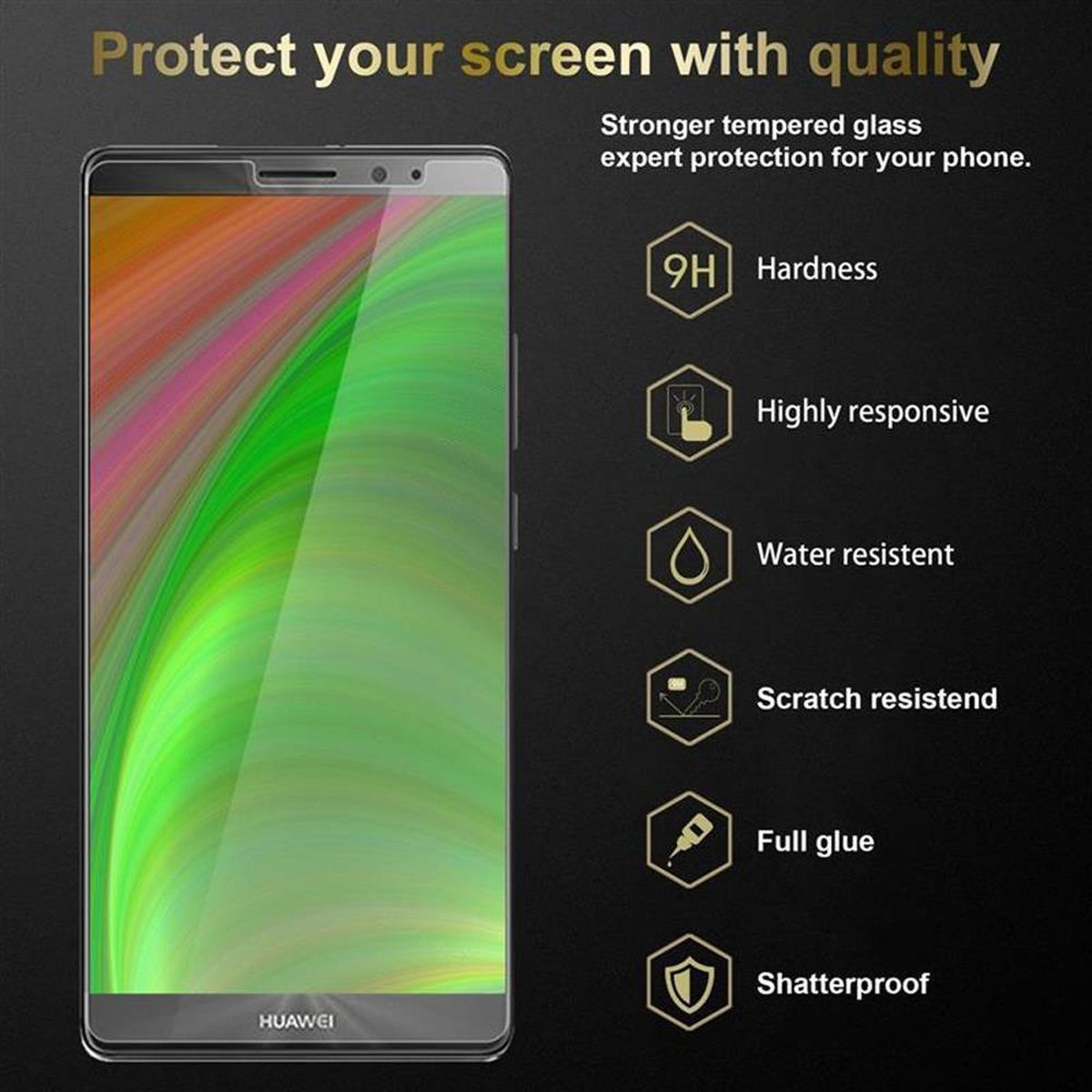 Tempered 8) Huawei MATE CADORABO Schutzglas 3x Schutzfolie(für Glas