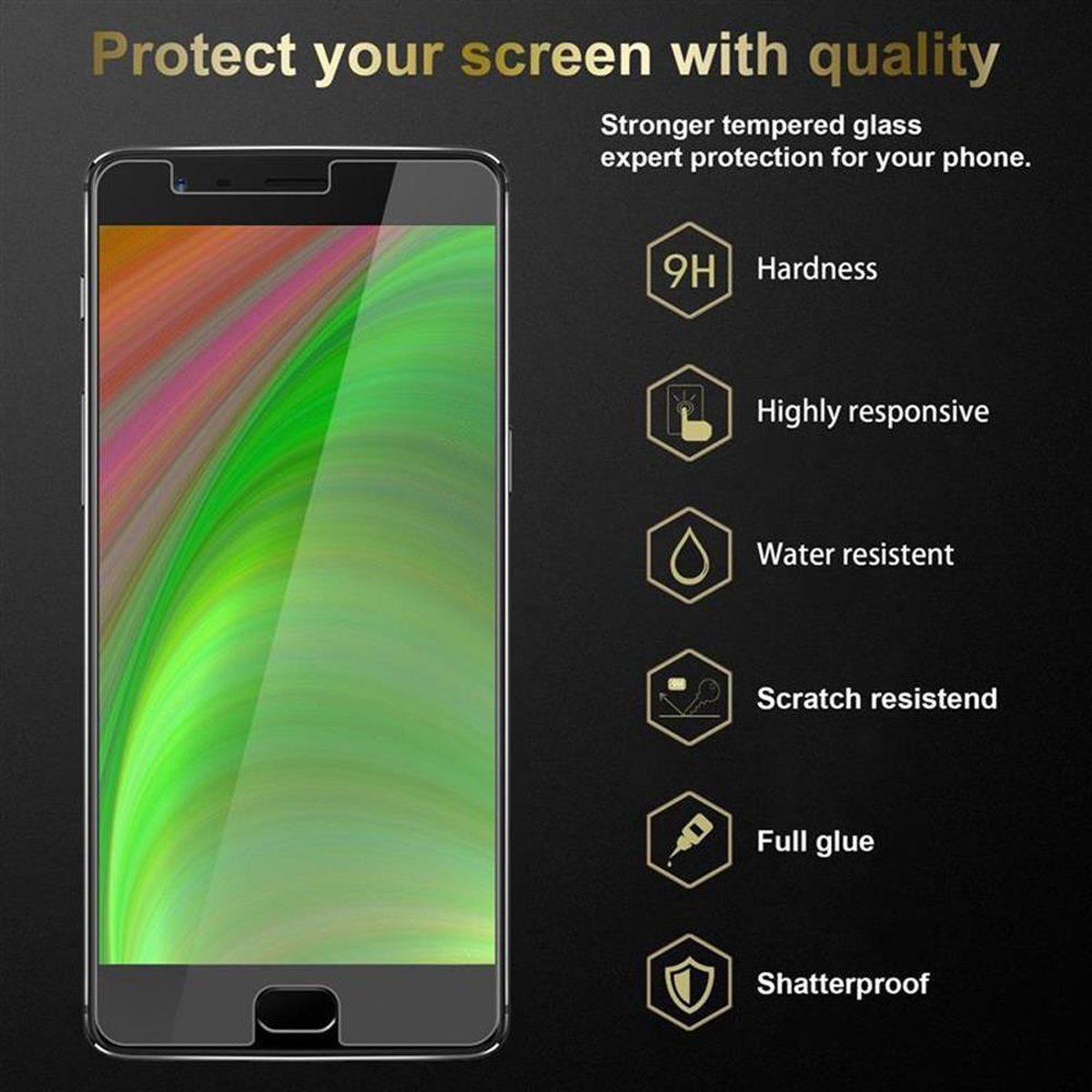 CADORABO 3x Schutzglas Tempered / OnePlus Glas 3 3T) Schutzfolie(für