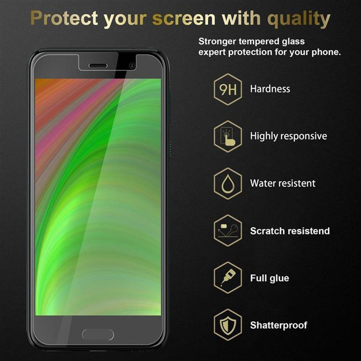 3x CADORABO U PLAY) Glas HTC Schutzglas Tempered Schutzfolie(für