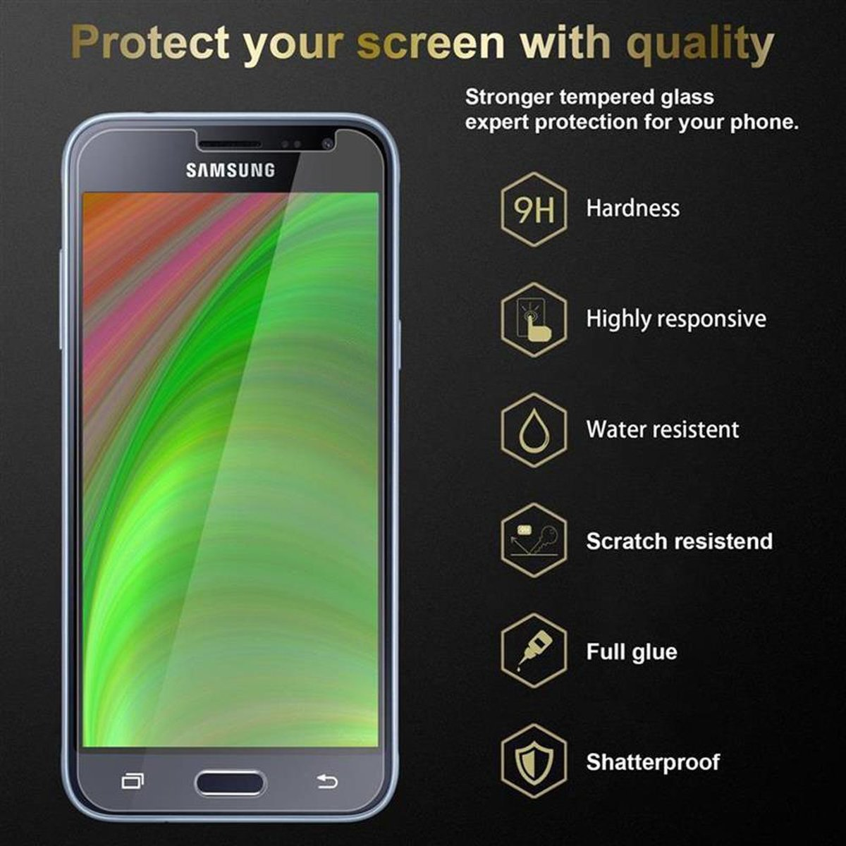 CADORABO Schutzglas Schutzfolie(für Samsung Galaxy Glas J3 2015) Tempered