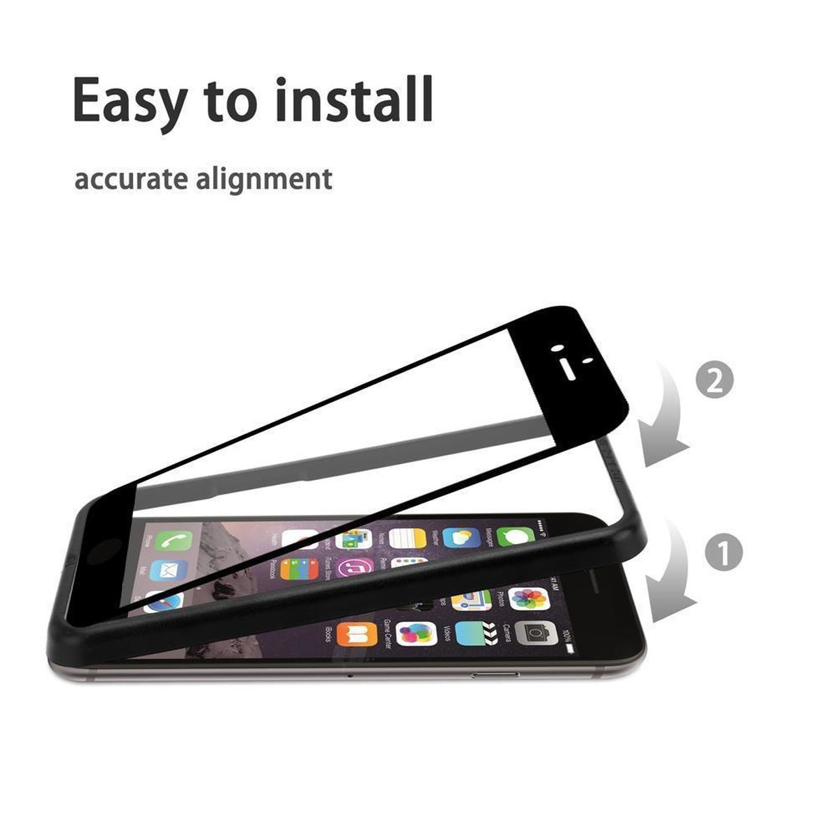 7S iPhone Apple PLUS PLUS) Schutzglas Vollbild / Schutzfolie(für 7 3x 8 mit Installationshilfe CADORABO PLUS /