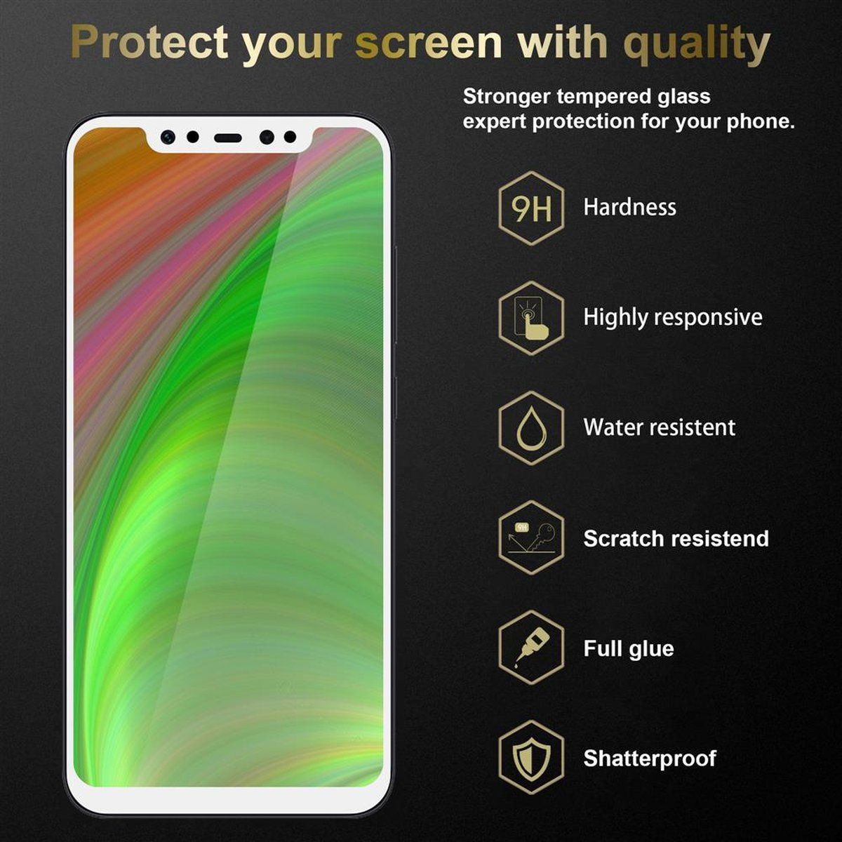 CADORABO 3x Vollbild Schutzglas Tempered Schutzfolie(für F1) Pocophone Xiaomi