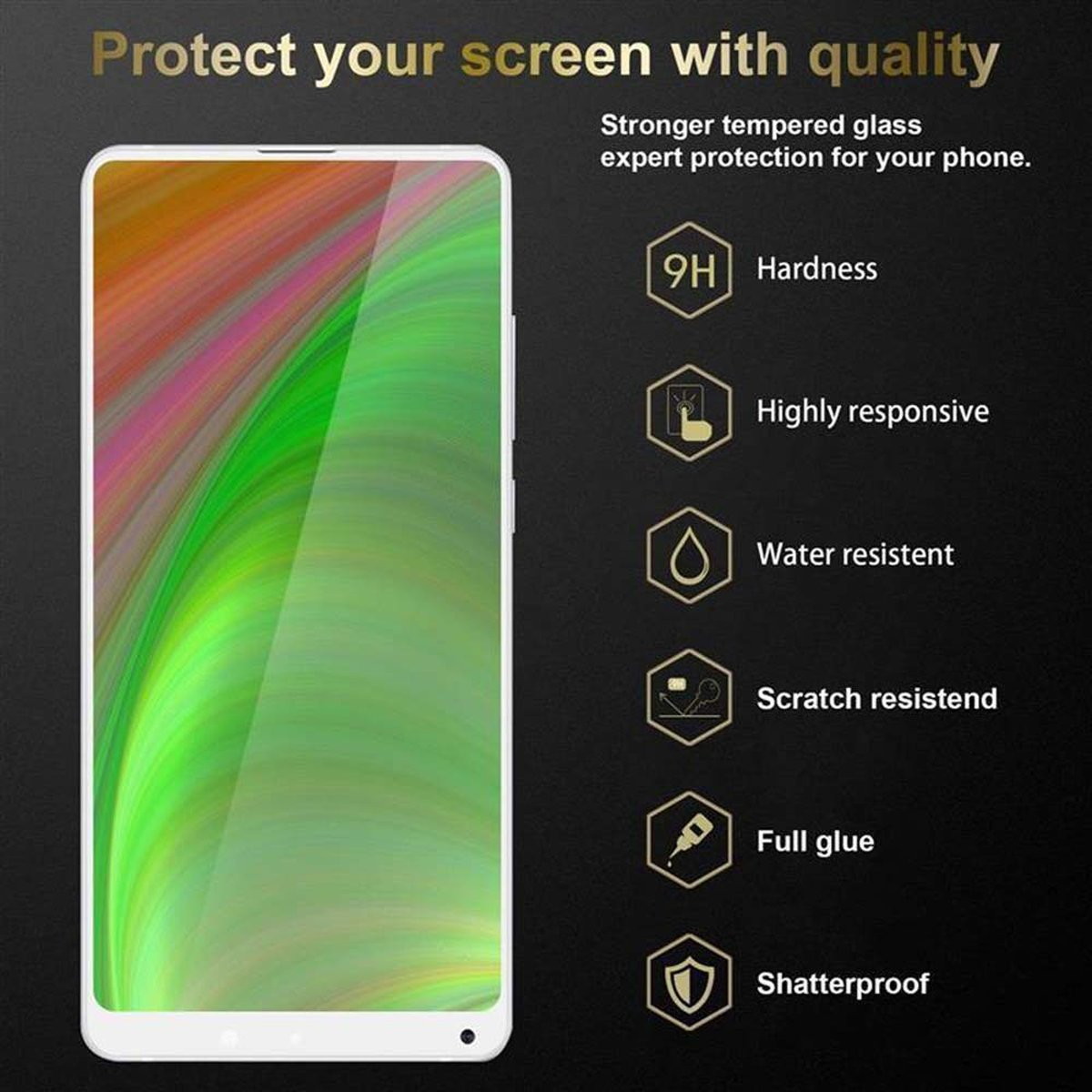 Schutzglas Xiaomi MIX 2S) voll kelebend CADORABO Schutzfolie(für Mi