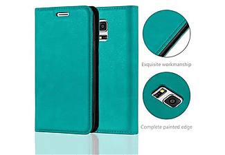 CADORABO Book Magnet Hülle Magnet, Bookcover, Samsung, Galaxy S5 MINI / S5 MINI DUOS, PETROL TÜRKIS