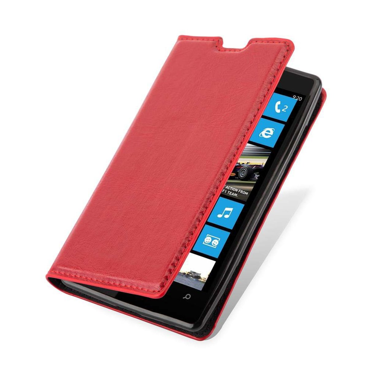 Nokia, Magnet, Book Bookcover, Invisible Hülle CADORABO / Lumia APFEL 520 521, ROT