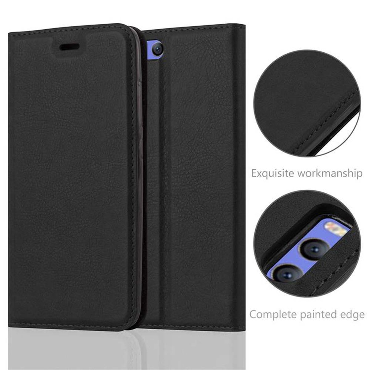 CADORABO Custodia con chiusura magnetica, funzione stand e tasca per le carte CUSTODIA A LIBRO per Xiaomi Mi A1 / Mi 5X, Nero
