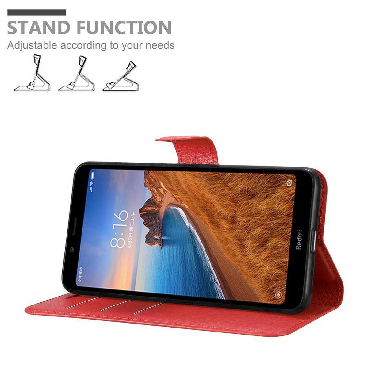 CADORABO Hülle Standfunktion, 7A, KARMIN ROT Xiaomi, Bookcover, RedMi Book