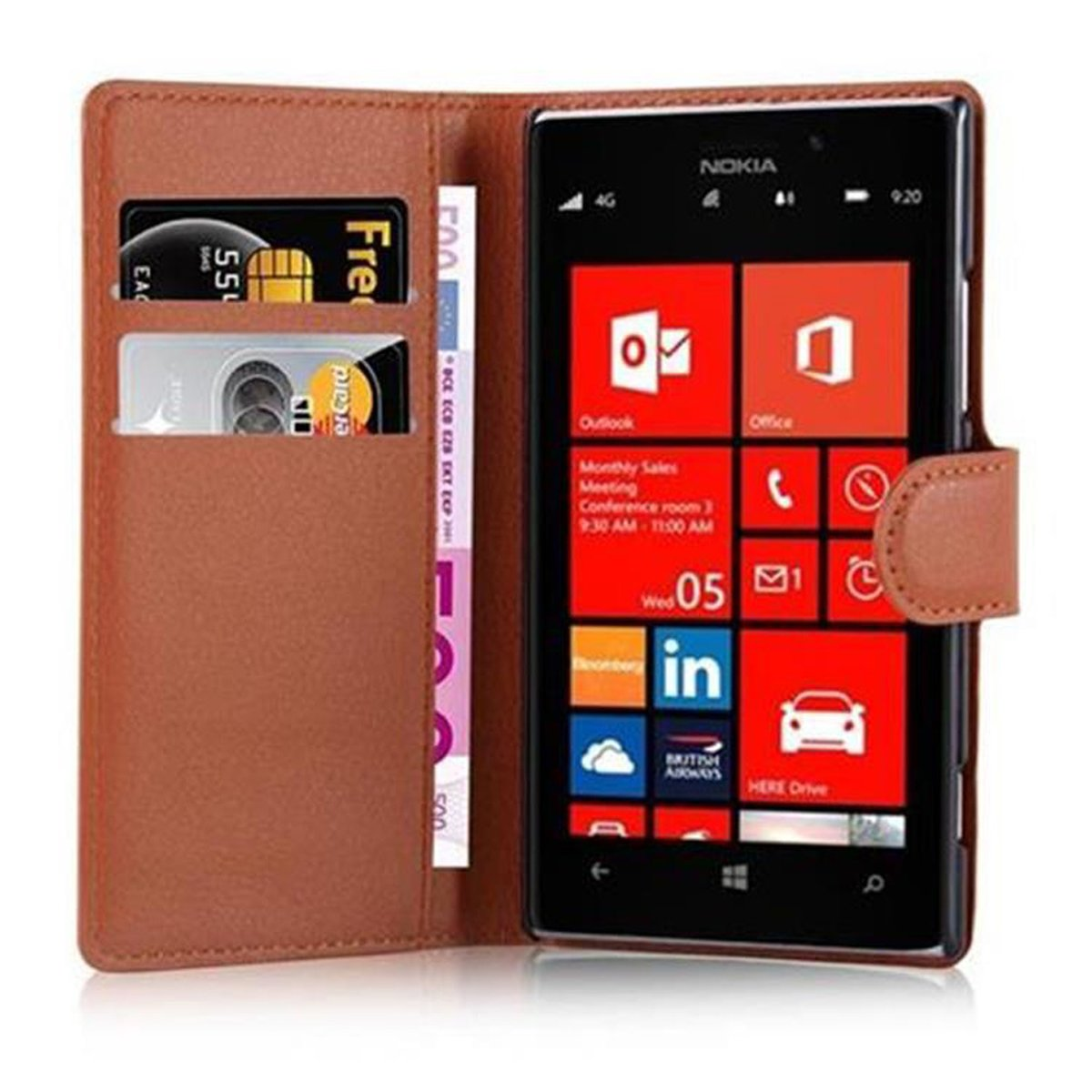 CADORABO SCHOKO Nokia, BRAUN Bookcover, Book Hülle Standfunktion, Lumia 925,