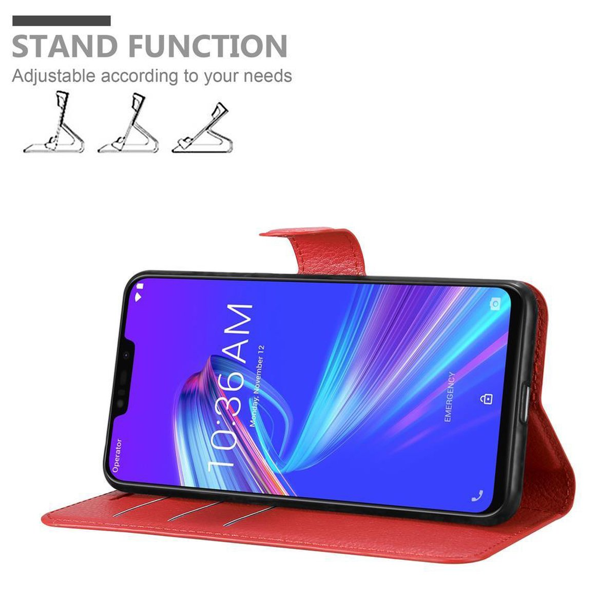 Standfunktion, KARMIN Asus, CADORABO ROT Bookcover, MAX ZenFone Hülle Book M2,