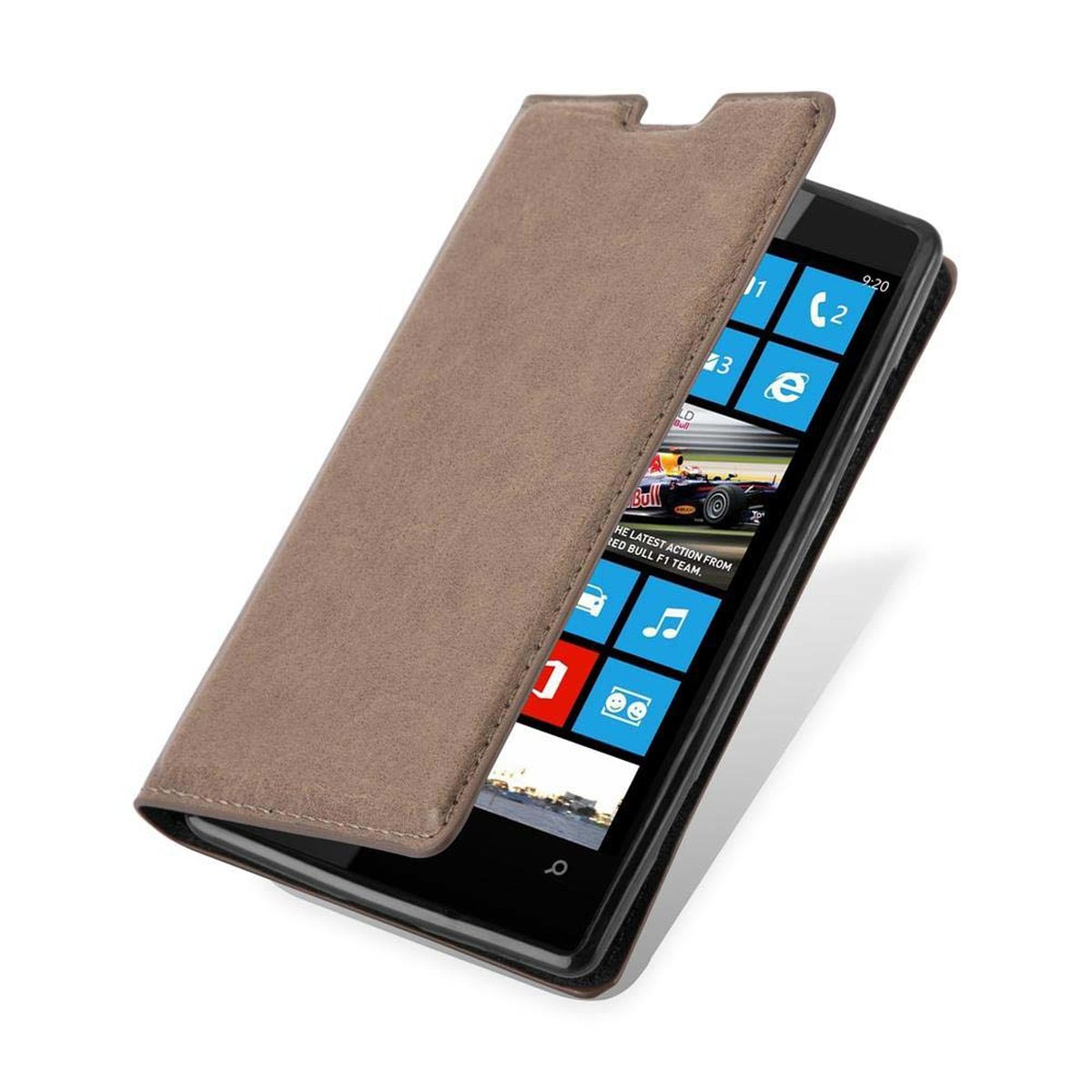 521, BRAUN CADORABO Book Magnet, Bookcover, / Nokia, 520 Lumia Hülle Invisible KAFFEE