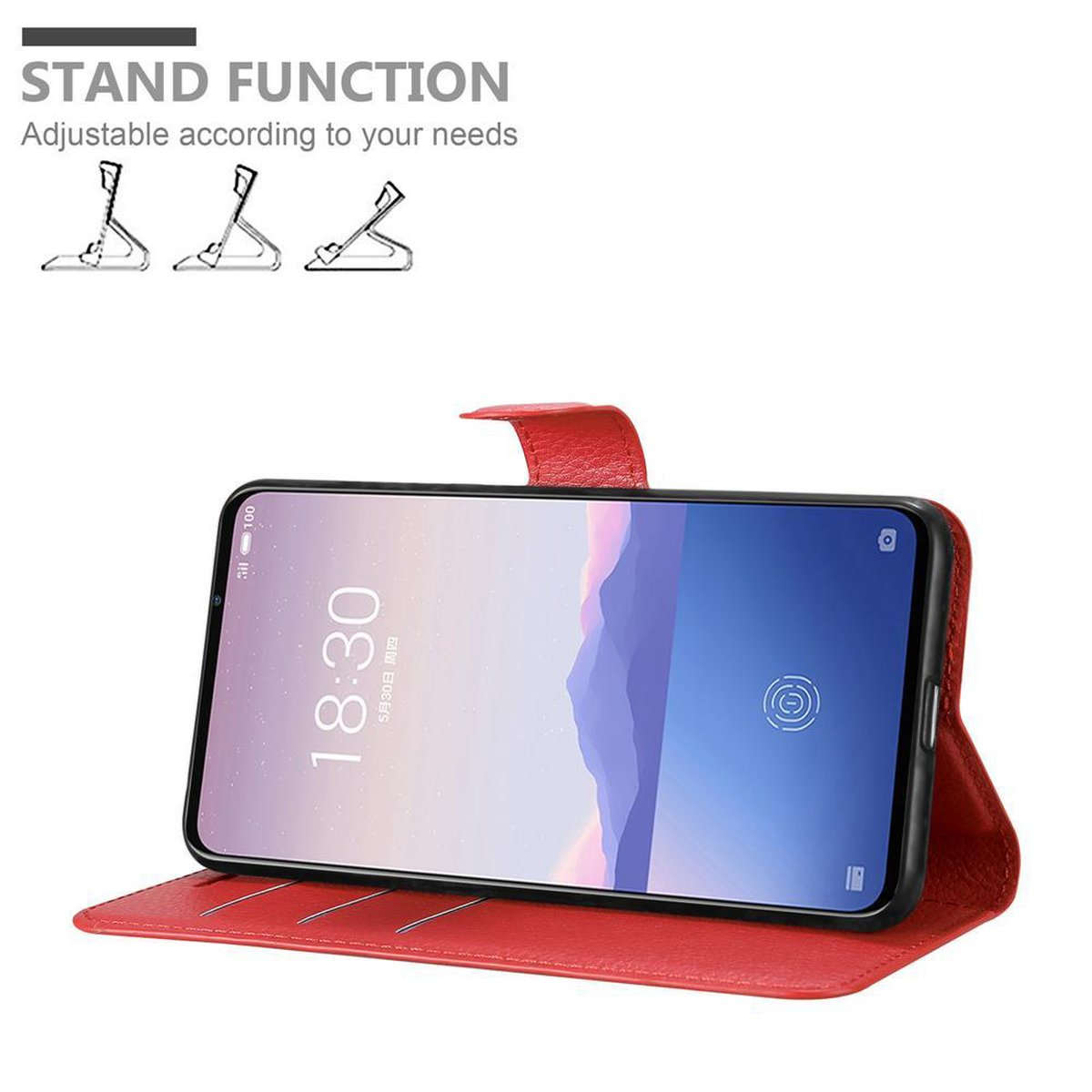 Book CADORABO MEIZU, Standfunktion, 16Xs, Bookcover, Hülle KARMIN ROT