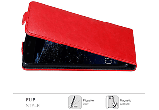 CADORABO Flip Hülle Invis Style, Flip Cover, Huawei, P10 LITE, APFEL ROT