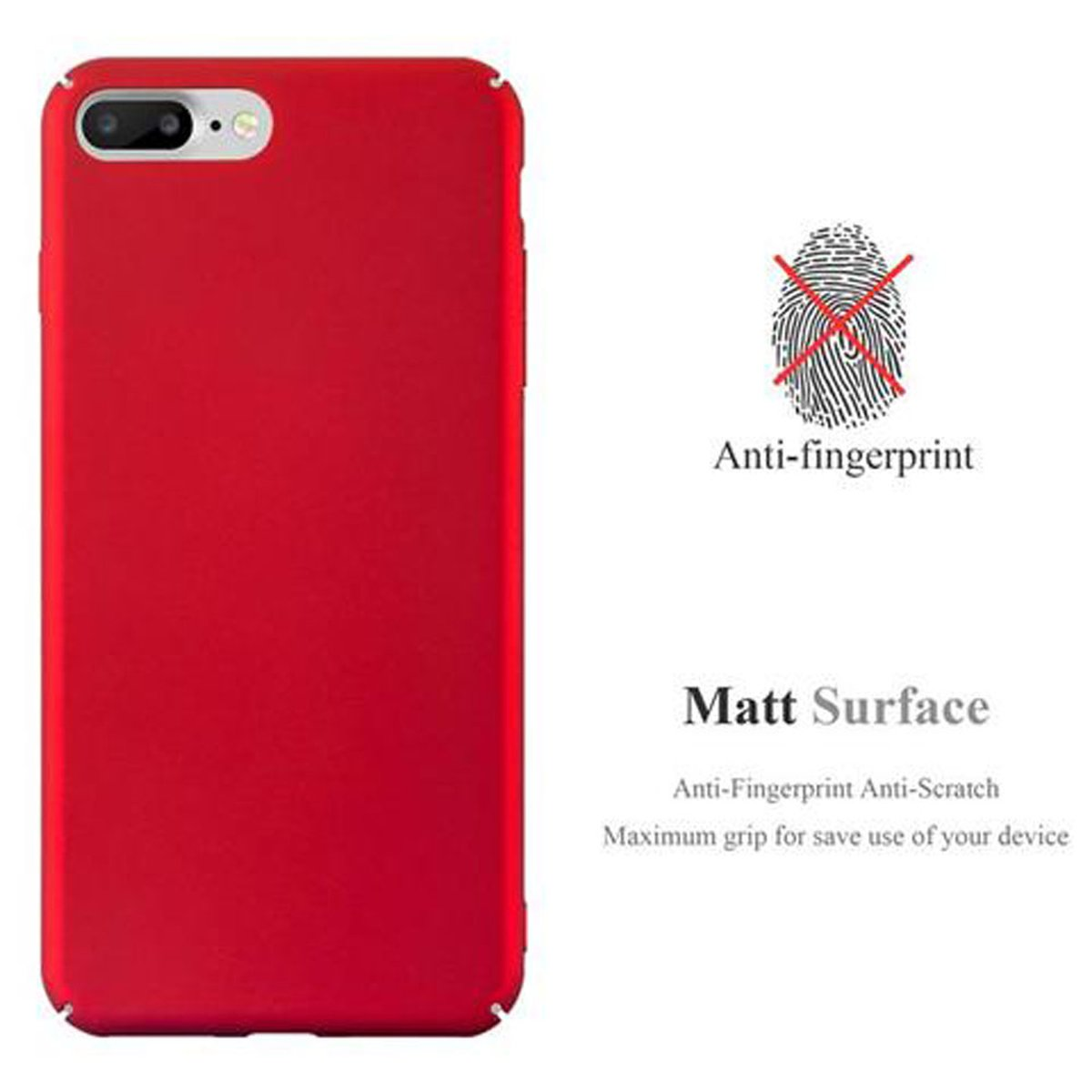 CADORABO Hülle im Hard Case METALL PLUS, / Apple, / PLUS 8 7 PLUS ROT iPhone Metall 7S Matt Style, Backcover