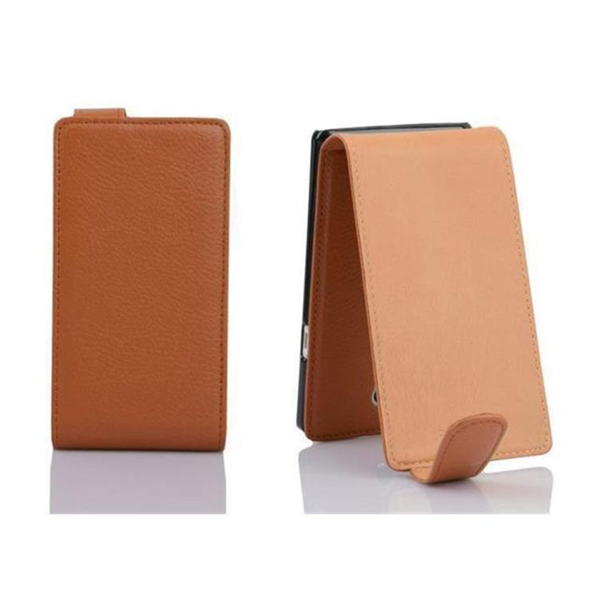 Flip Schutzhülle BRAUN (1. Cover, CADORABO Flip COGNAC L90 im Style, LG, SIM),