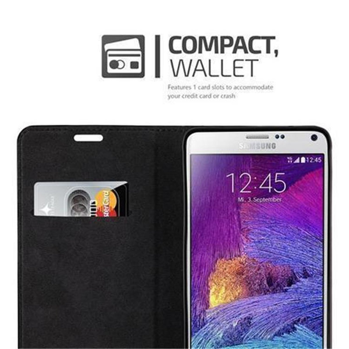 Galaxy PETROL Invisible NOTE Book Magnet, Samsung, 4, Hülle Bookcover, CADORABO TÜRKIS