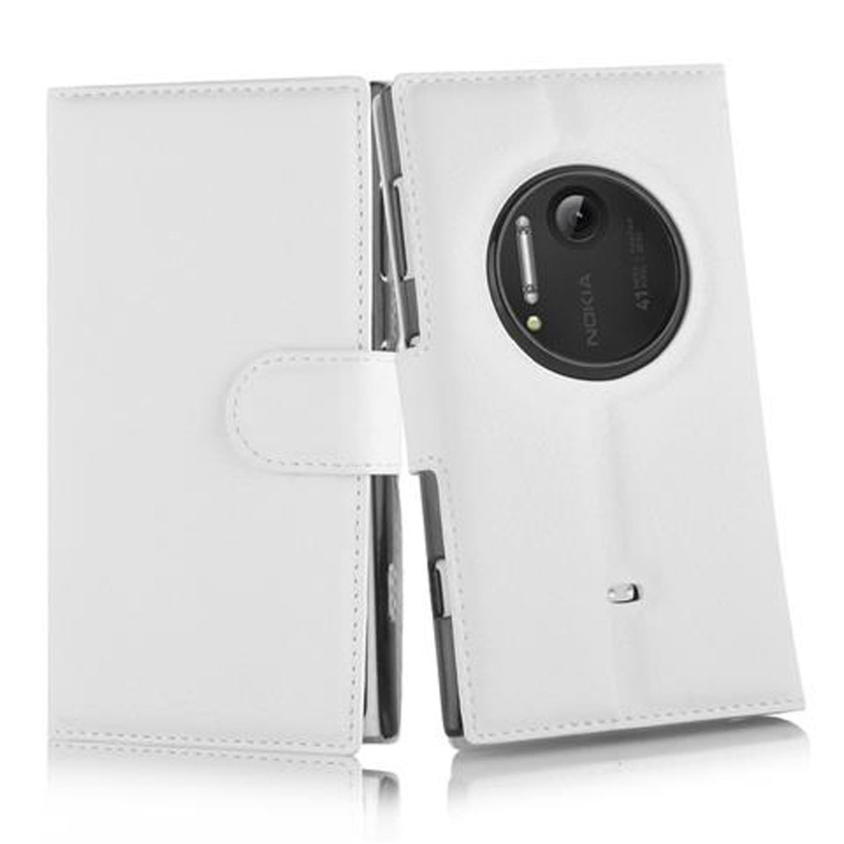 WEIß mit CADORABO Struktur, Lumia Book Hülle Nokia, 1020, MAGNESIUM Bookcover,
