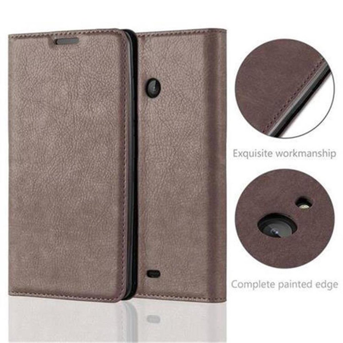 CADORABO Book Nokia, Magnet, Bookcover, Lumia 540, Hülle BRAUN Invisible KAFFEE