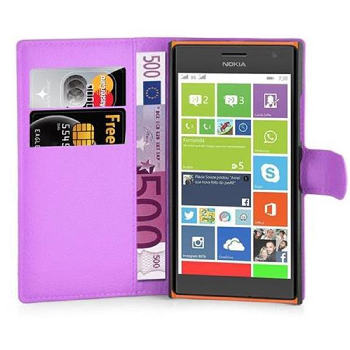 Book Nokia, VIOLETT Bookcover, Standfunktion, 730, CADORABO Hülle Lumia MANGAN