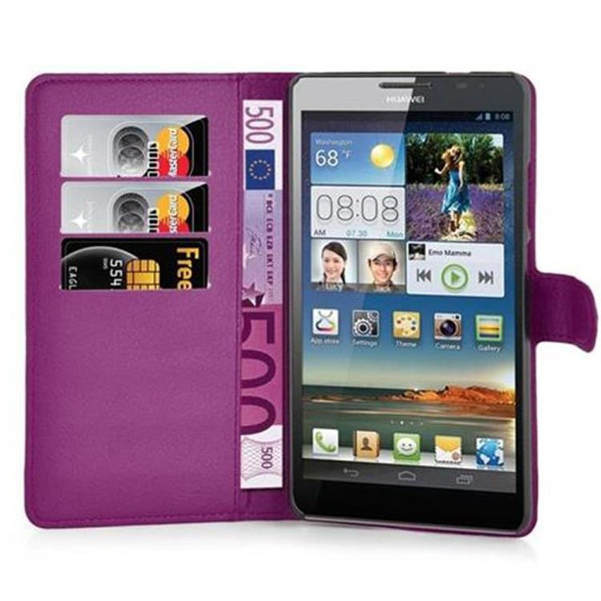 D3 Standfunktion, Book Hülle MANGAN VIOLETT 7, MATE Huawei, Bookcover, CADORABO
