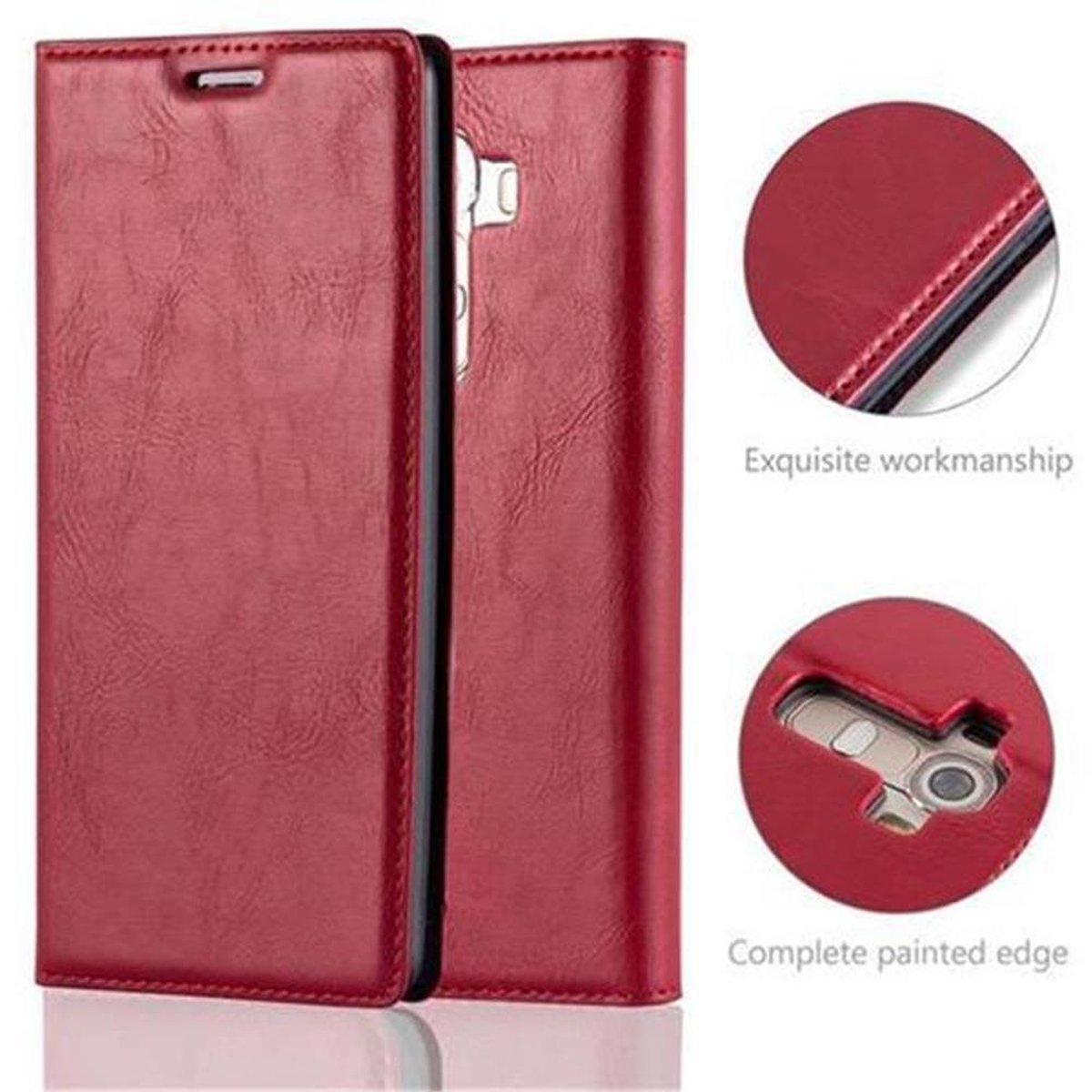 / LG, G4 Magnet, Hülle PLUS, ROT APFEL Book Invisible CADORABO G4 Bookcover,
