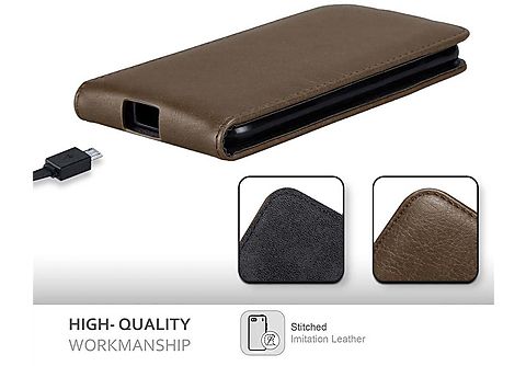 carcasa de móvil - CADORABO Funda flip cover para Móvil - Carcasa protección resistente de estilo Flip, Compatible con Sony Xperia XZ1 COMPACT, 80 café