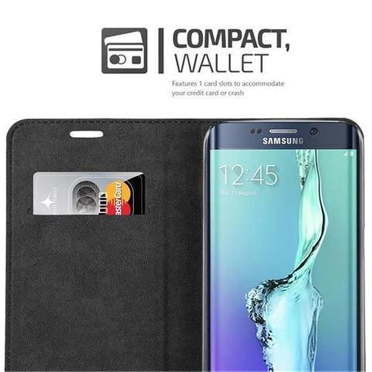 S6 Samsung, Book Hülle Magnet, CAPPUCCINO BRAUN EDGE, Invisible Galaxy CADORABO Bookcover,