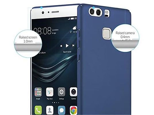 carcasa de móvil - CADORABO Funda rígida para móvil de plástico duro – Carcasa Hard Cover protección, Compatible con Huawei P9, metal azul