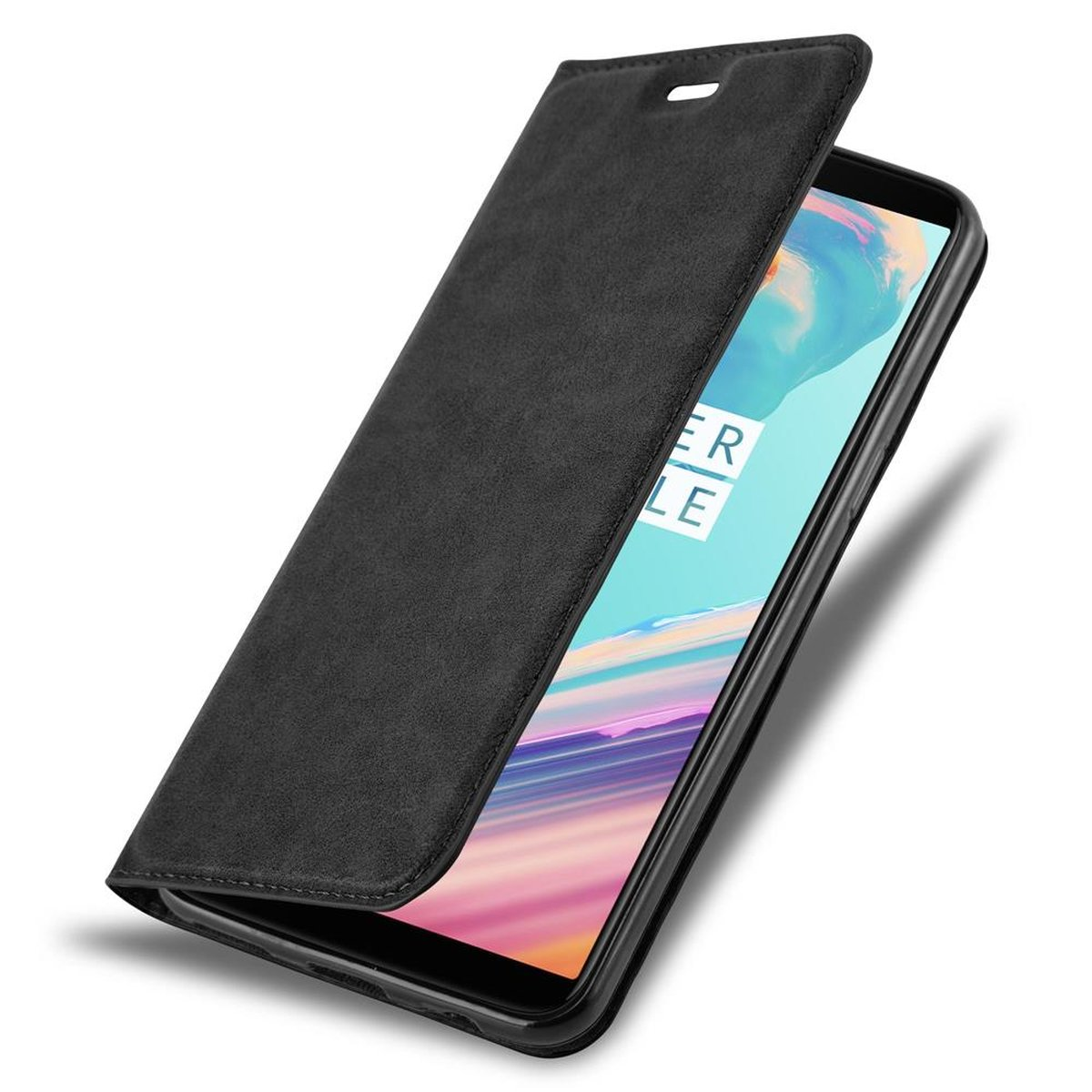 CADORABO Book Hülle Invisible Magnet, 5T, OnePlus, NACHT Bookcover, SCHWARZ