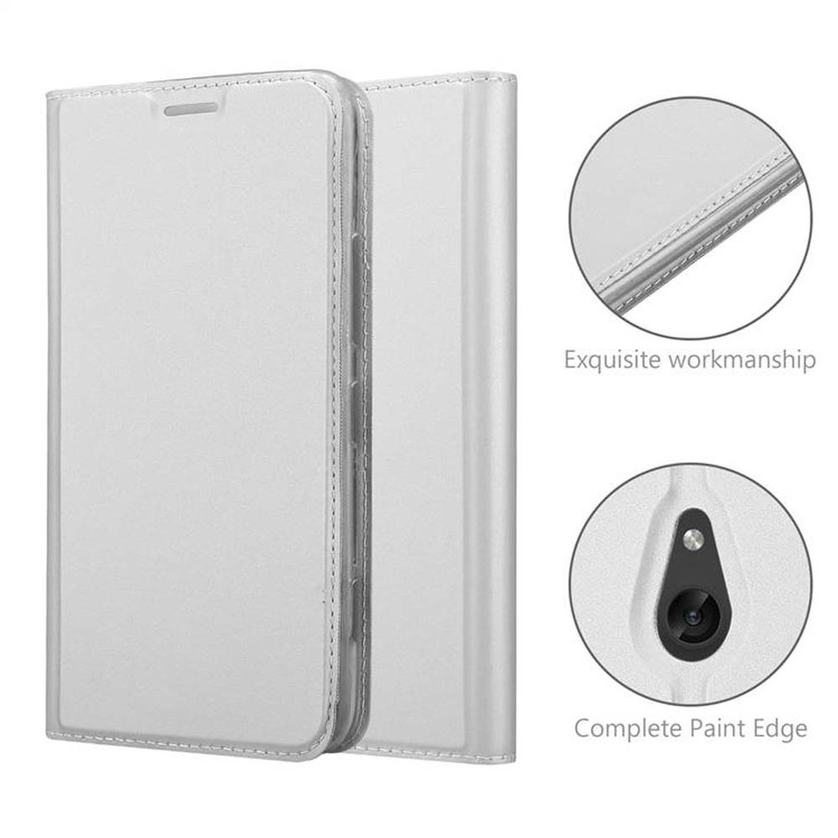 CLASSY Classy SILBER 1320, Nokia, CADORABO Book Handyhülle Style, Lumia Bookcover,