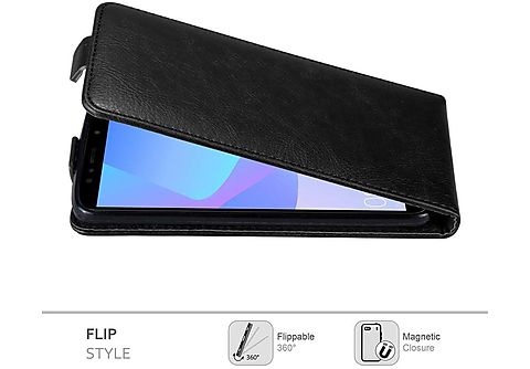 carcasa de móvil  - Funda flip cover para Móvil - Carcasa protección resistente de estilo Flip CADORABO, Huawei, Y6 PRIME 2018, negro antracita