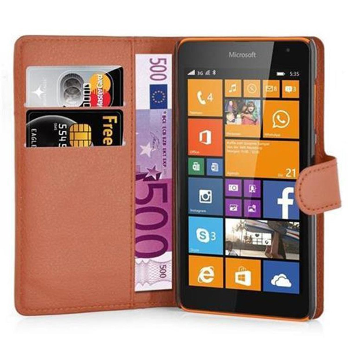 CADORABO Book 535, Nokia, BRAUN SCHOKO Standfunktion, Hülle Lumia Bookcover