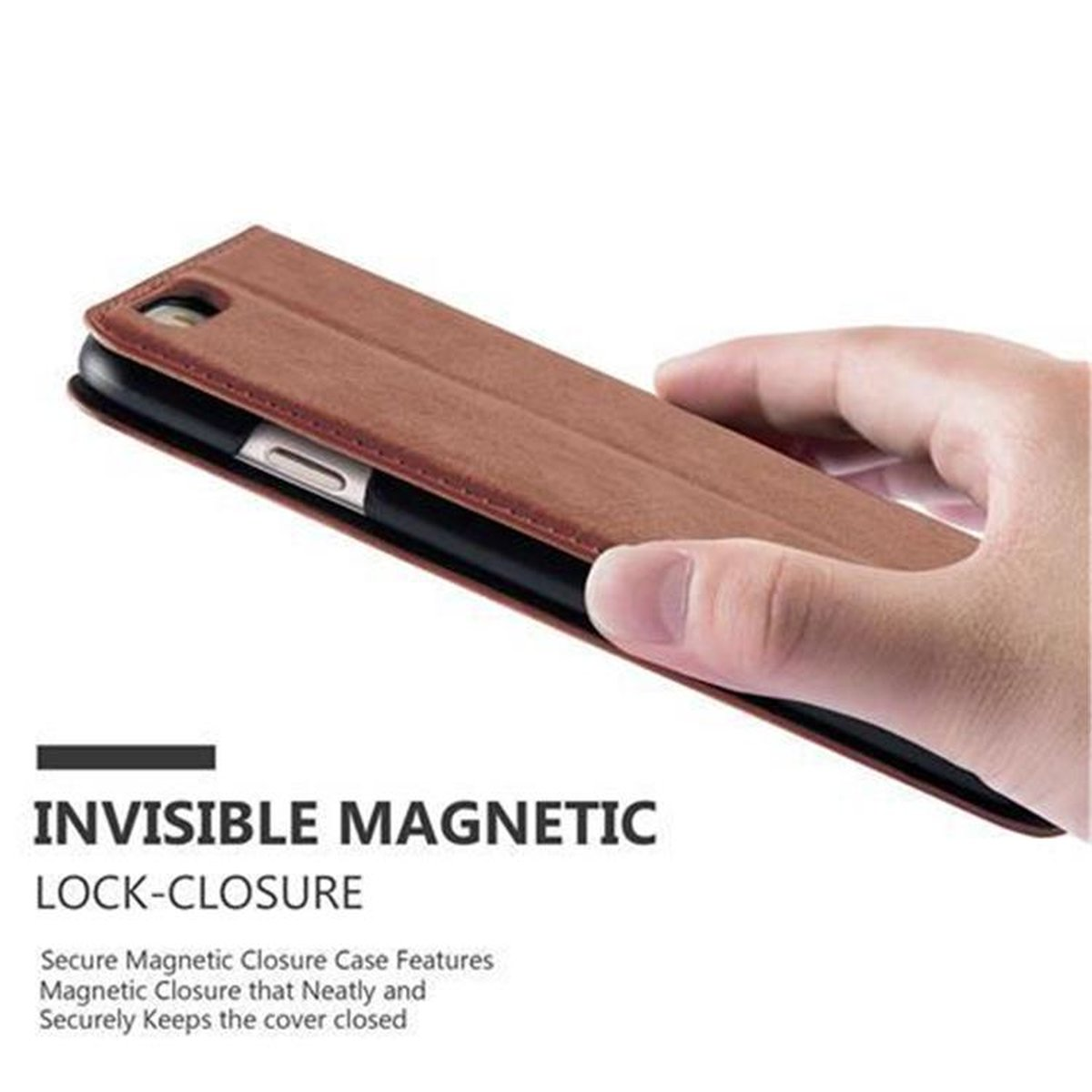CADORABO Invisible Magnet, CAPPUCCINO Apple, Bookcover, 6S, Book BRAUN / Hülle iPhone 6