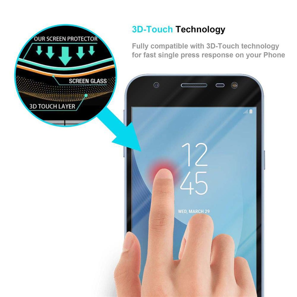 CADORABO Schutzglas J3 PRO) Galaxy Samsung Schutzfolie(für voll kelebend