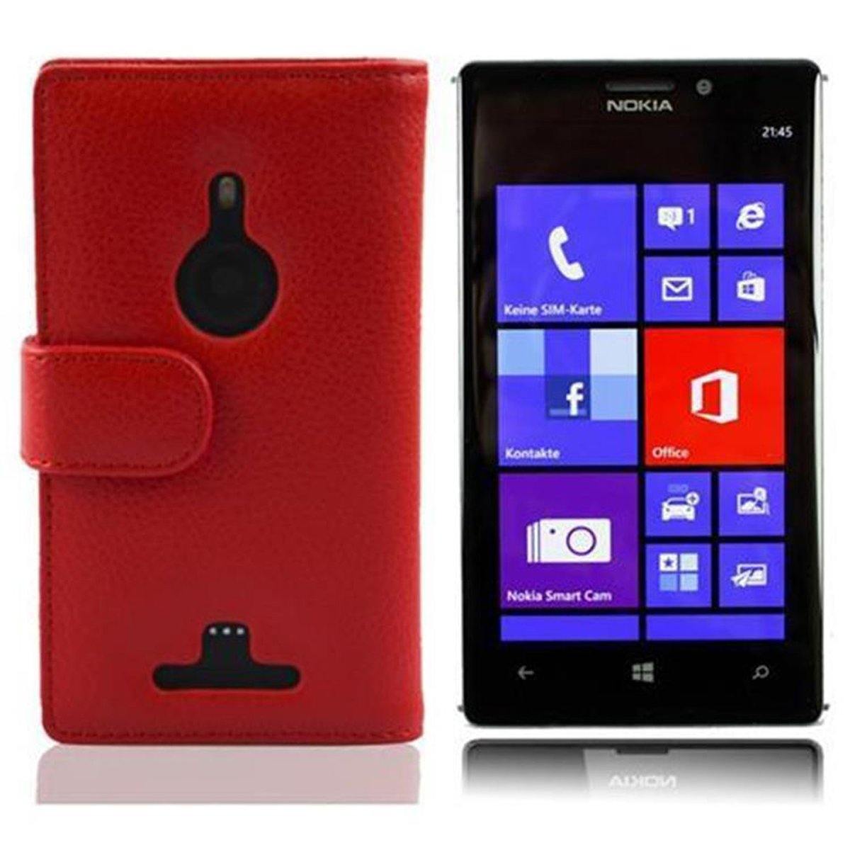 Nokia, Struktur, Lumia CADORABO Book Hülle mit Bookcover, ROT 925, INFERNO