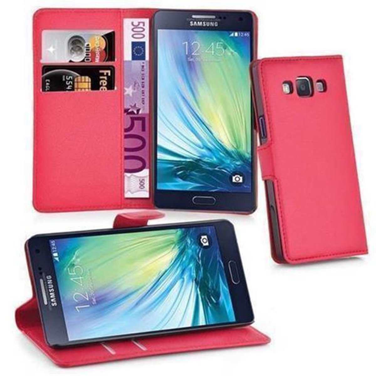 CADORABO Book Hülle ROT J5 Galaxy 2015, Bookcover, Samsung, KARMIN Standfunktion