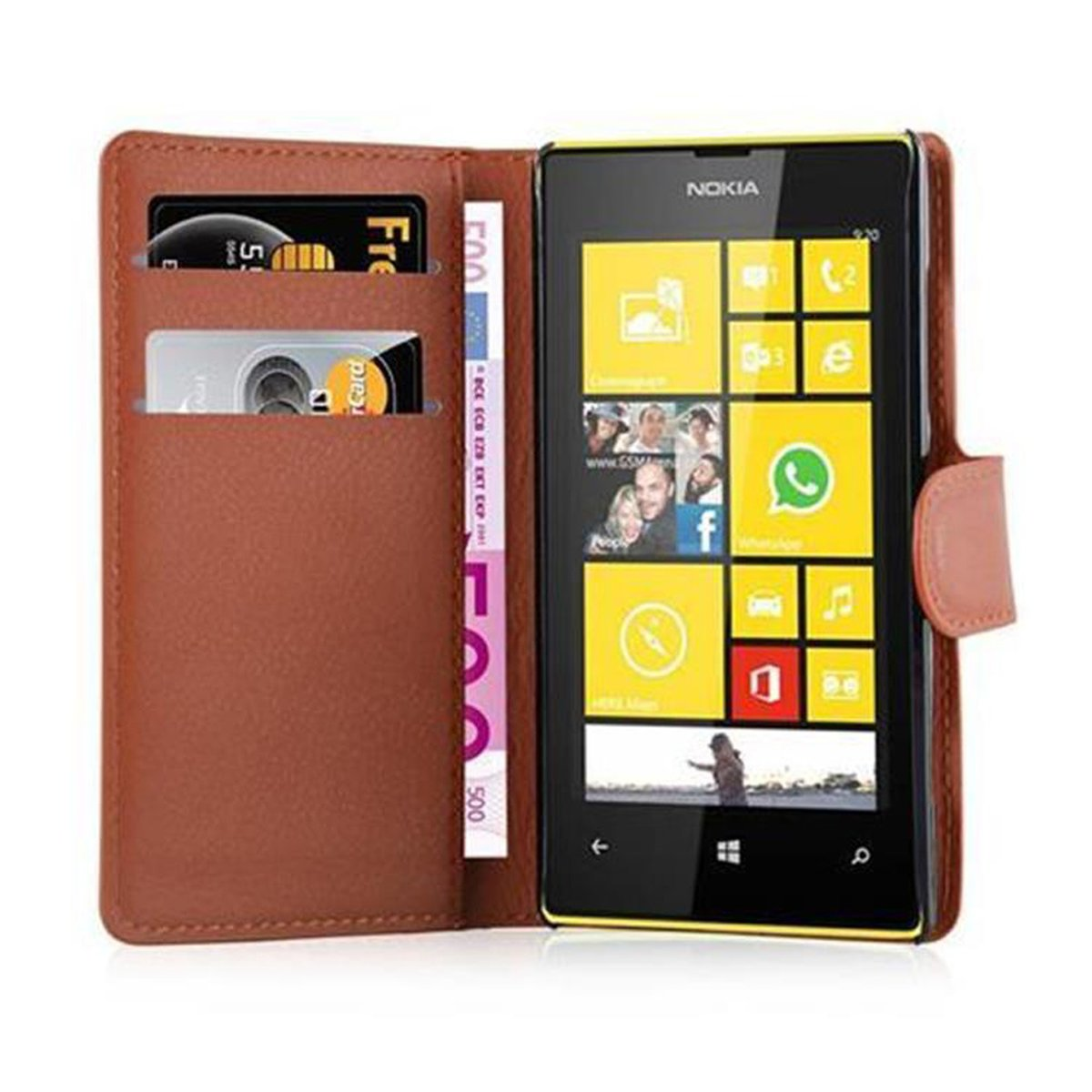 520 / Lumia SCHOKO Hülle Bookcover, Book BRAUN Standfunktion, Nokia, 521, CADORABO