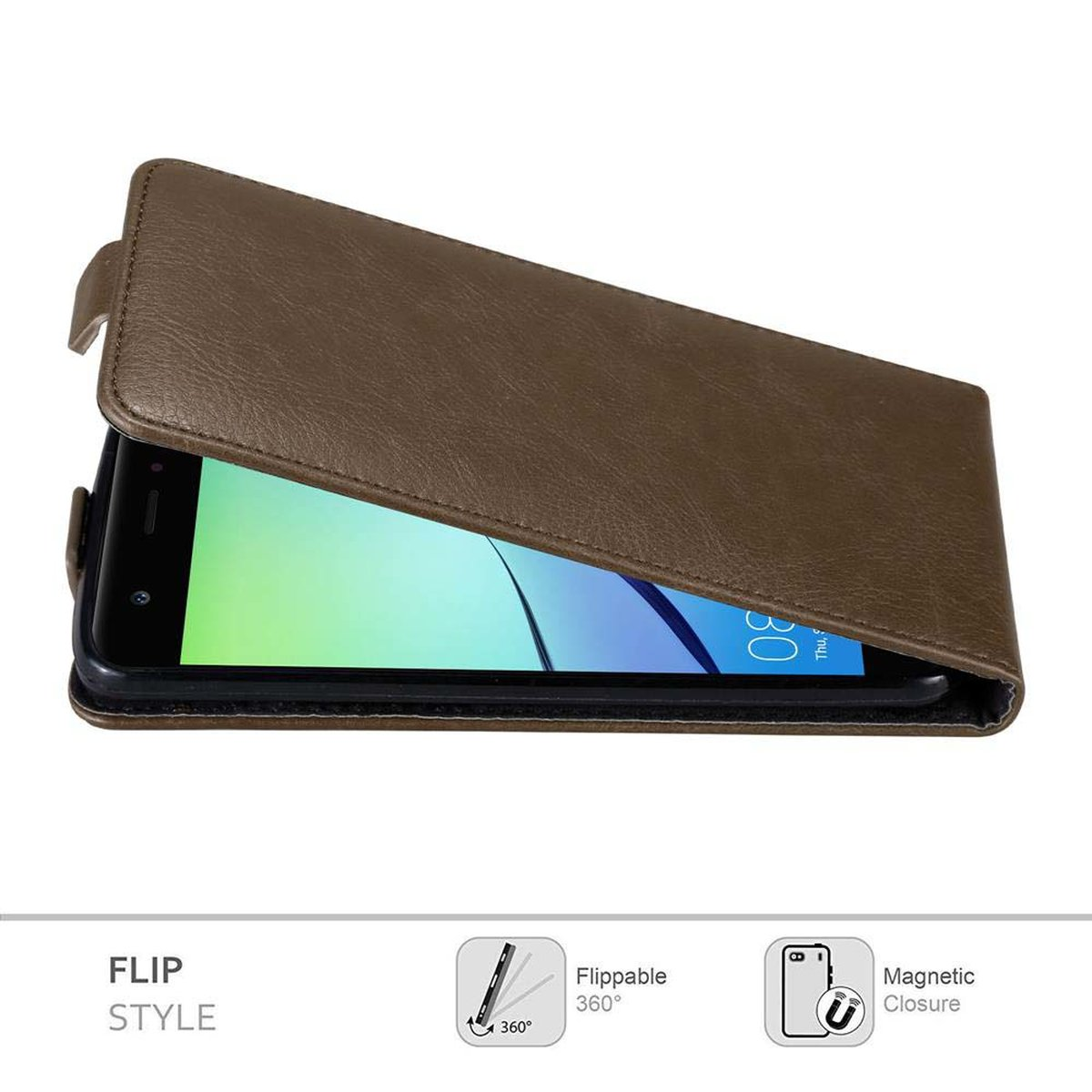 CADORABO Hülle im Flip Style, KAFFEE Cover, Flip BRAUN Huawei, NOVA