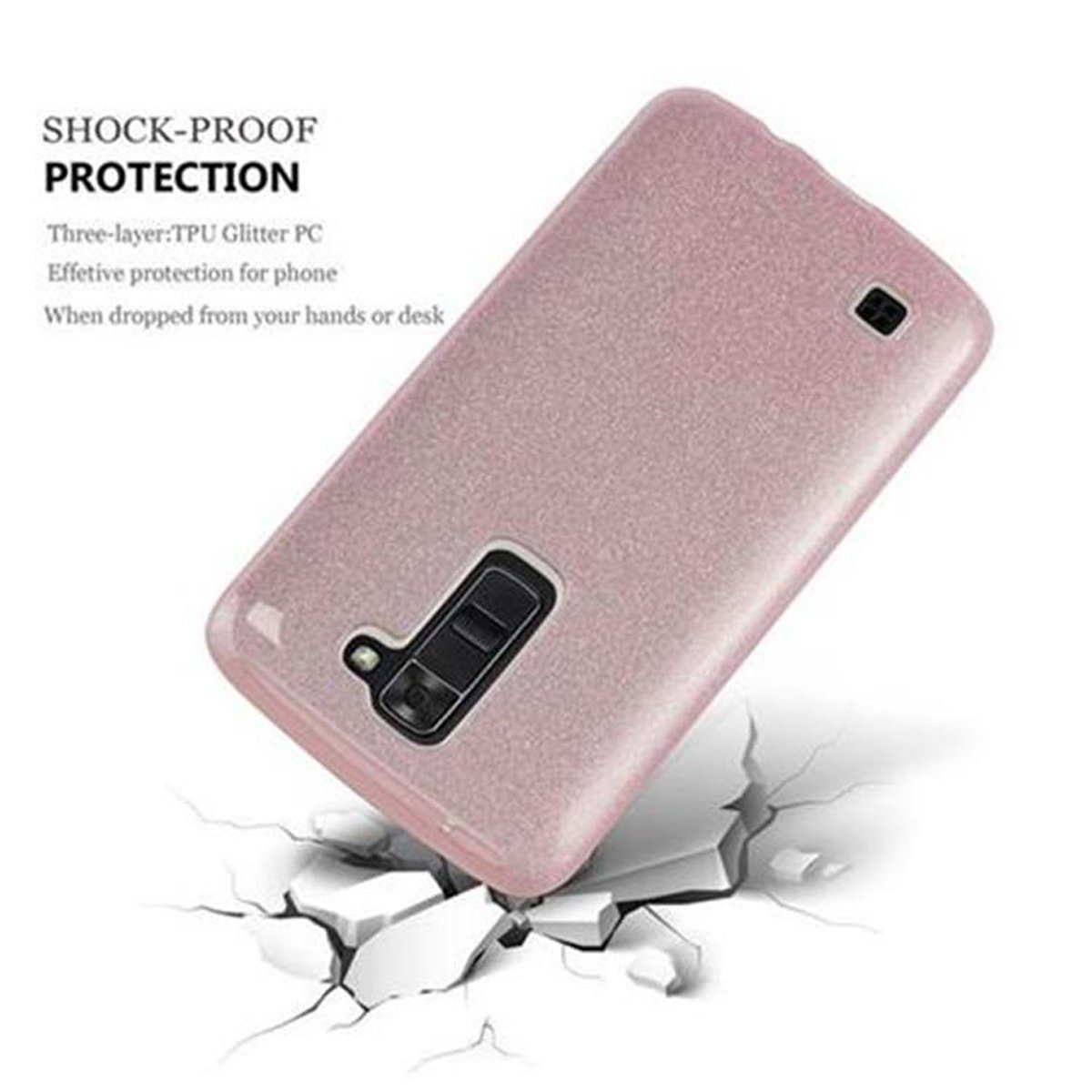 Funda rosa para teléfono. Protección a prueba de golpes, PC de tres capas, protección efectiva para el teléfono.