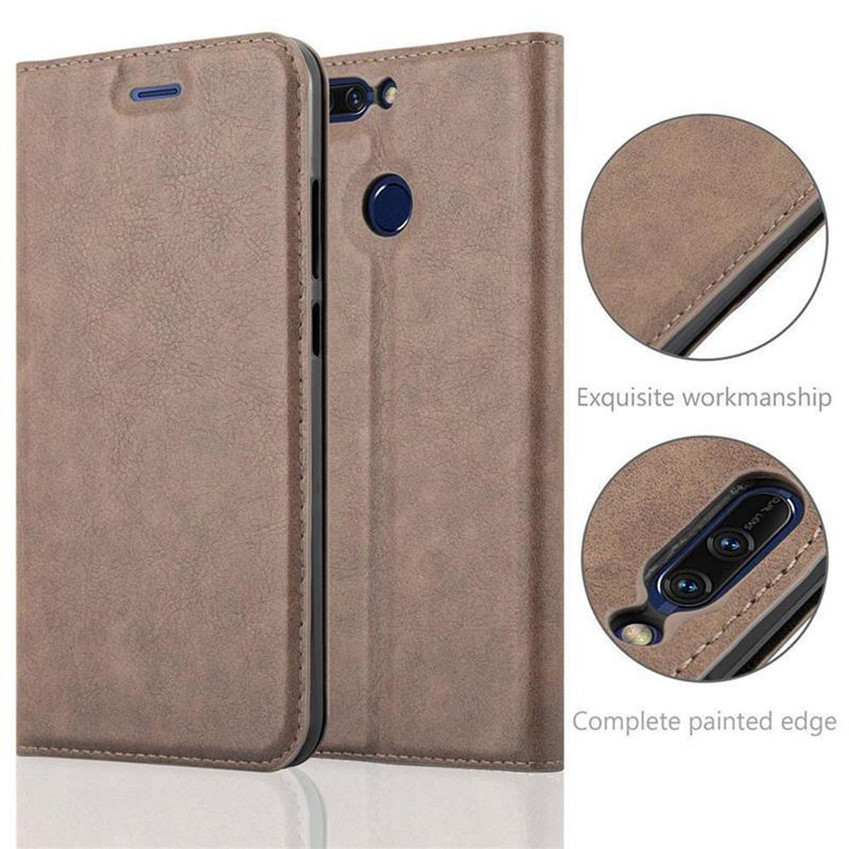 CADORABO Book Hülle Invisible KAFFEE Magnet, Honor, PRO, 8 Bookcover, BRAUN