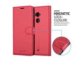 carcasa de móvil Funda libro para Móvil - Carcasa protección resistente de estilo libro;CADORABO, HTC, U11 PLUS, rojo carmín
