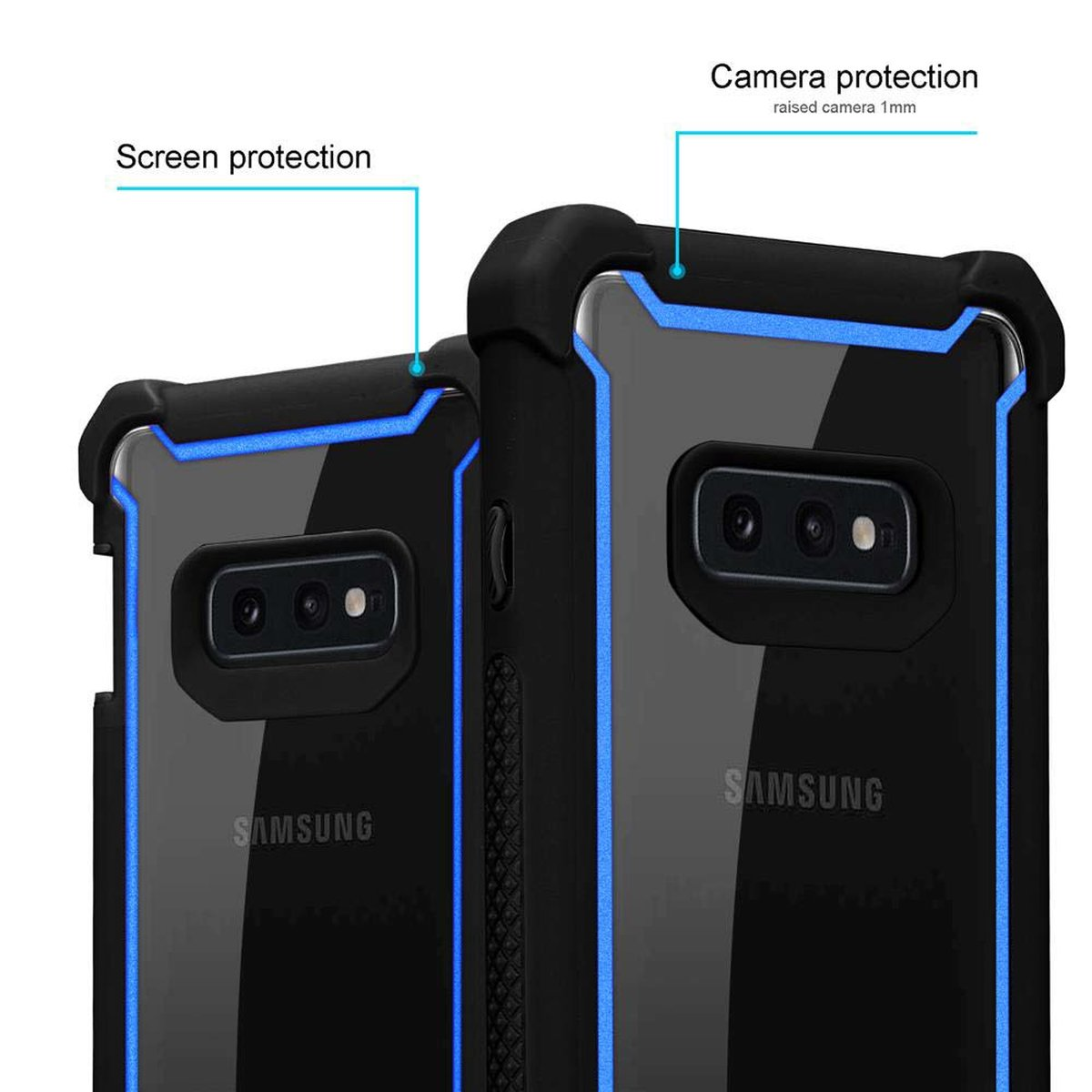 Hybrid Backcover, BLAU S10e, CADORABO SCHWARZ Galaxy 2-in-1 Hülle Schutz, Samsung,
