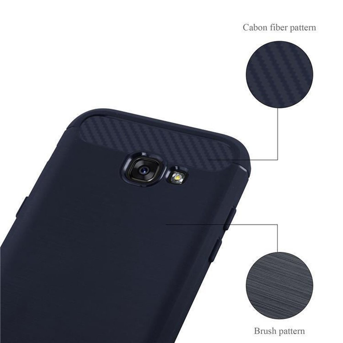 CADORABO TPU Ultra Slim Carbon A3 Backcover, Galaxy 2017, BRUSHED Samsung, Hülle, BLAU