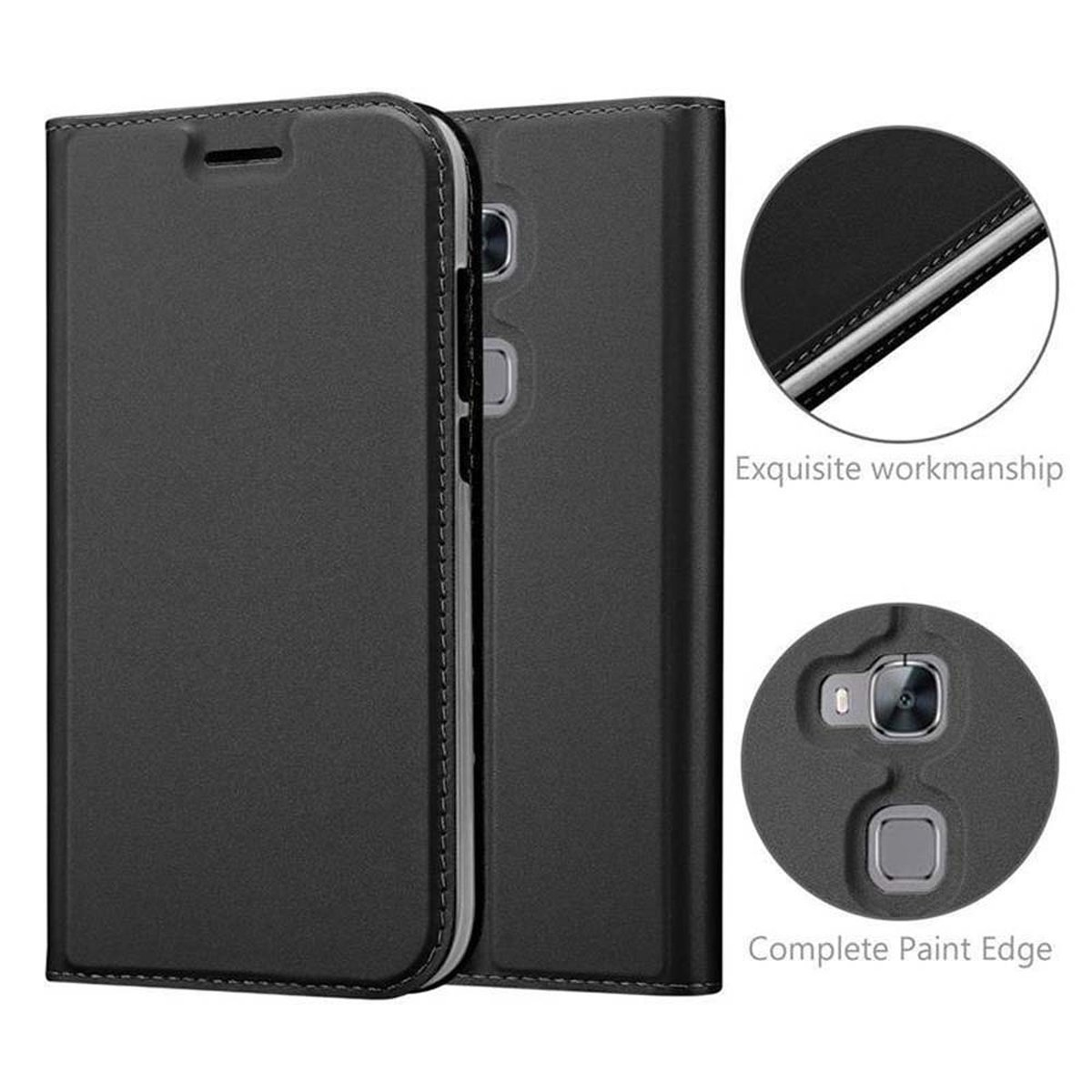 SCHWARZ PLUS Huawei, Book CLASSY Handyhülle / Style, Bookcover, G8 ASCEND CADORABO G7 Classy / GX8,