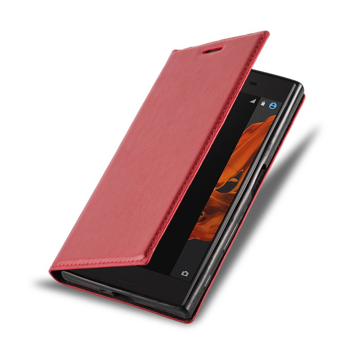 Sony, Bookcover, Book Xperia XZ Invisible Hülle APFEL Magnet, CADORABO ROT XZs, /