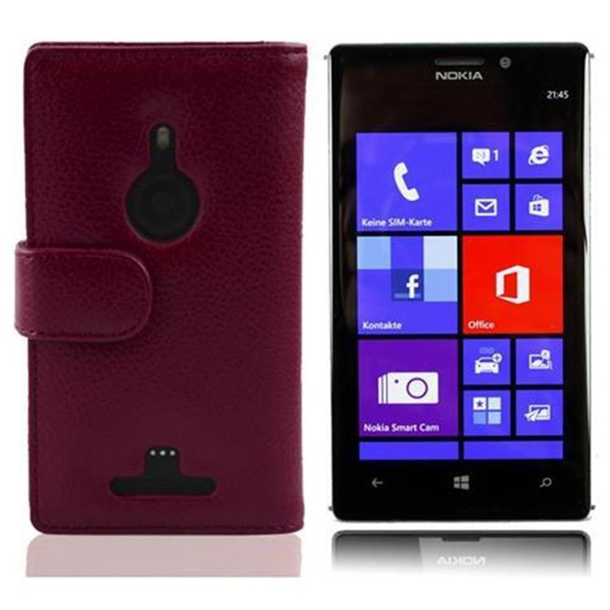 BORDEAUX mit Nokia, CADORABO Book Hülle Bookcover, Lumia Struktur, LILA 925,