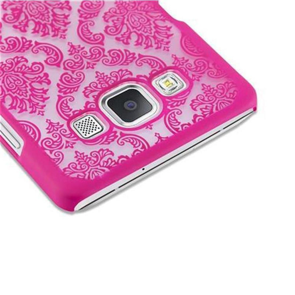 2015, Case CADORABO Galaxy in Blumen Hülle Design, Samsung, Henna Paisley A5 Hard PINK Backcover,