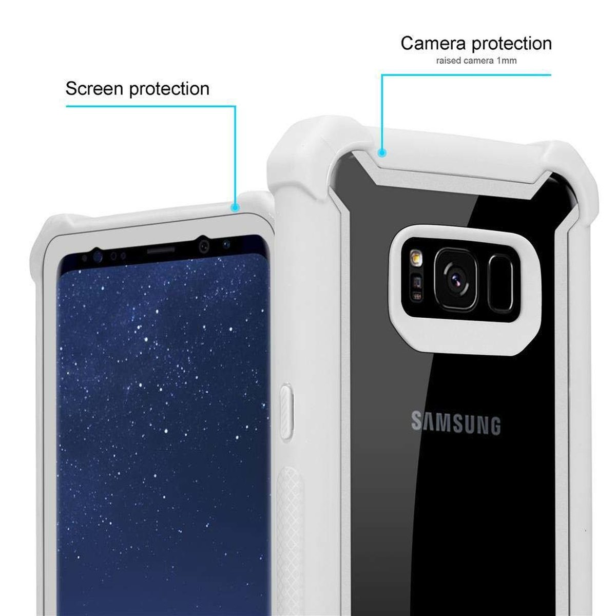 CADORABO Custodia 2 in 1 con bordo in silicone TPU e retro in vetro acrilico CUSTODIA per Samsung Galaxy S8 PLUS, Grigio Betulla