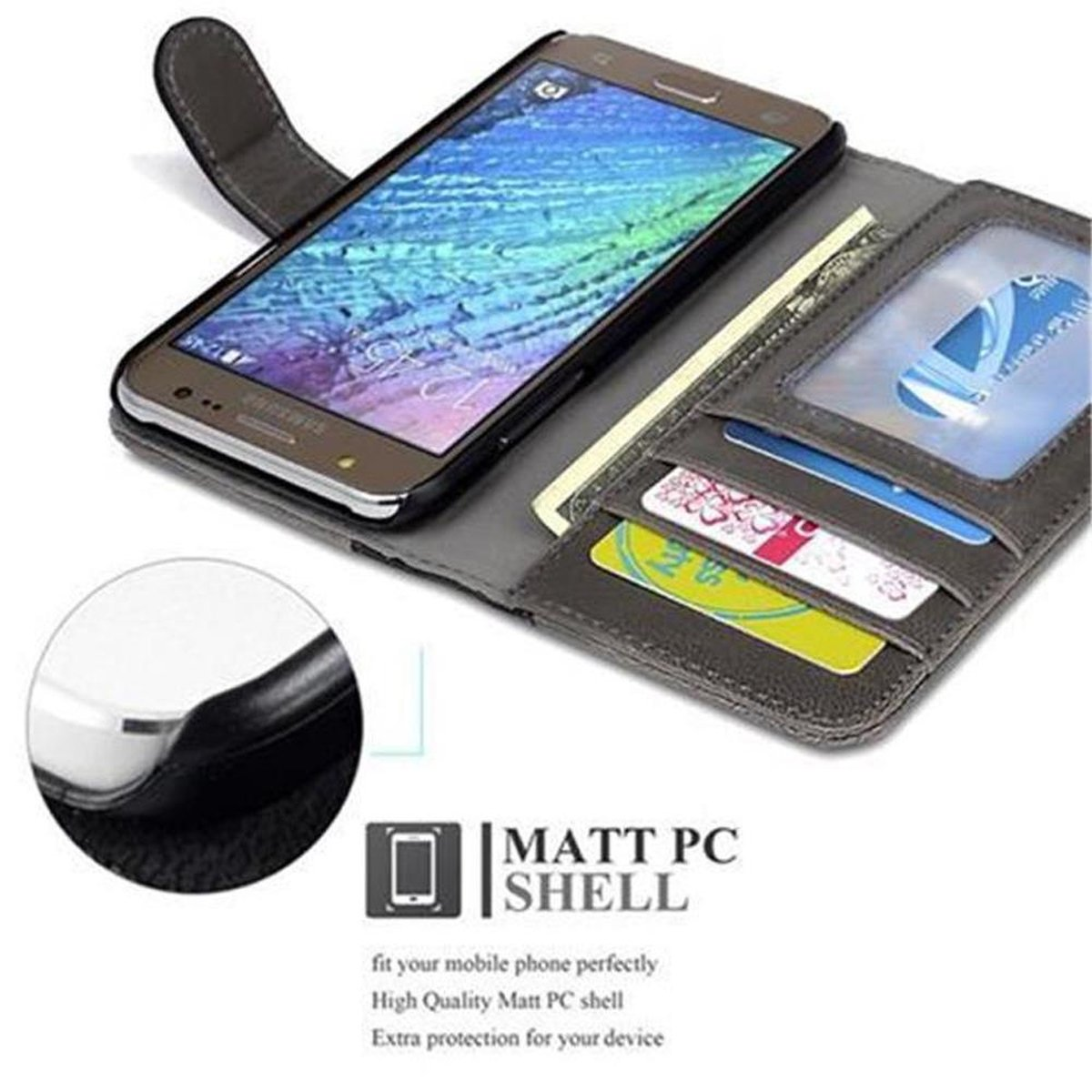 Telefono con custodia, carte e testo: Matt PC Shell. Protezione extra per il tuo dispositivo.