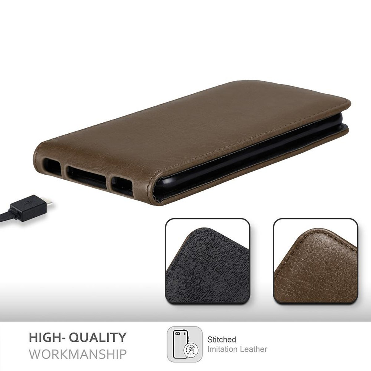 CADORABO Hülle im Flip KAFFEE BRAUN Cover, / LIFESTYLE Desire Flip Style, Desire 10 825, HTC